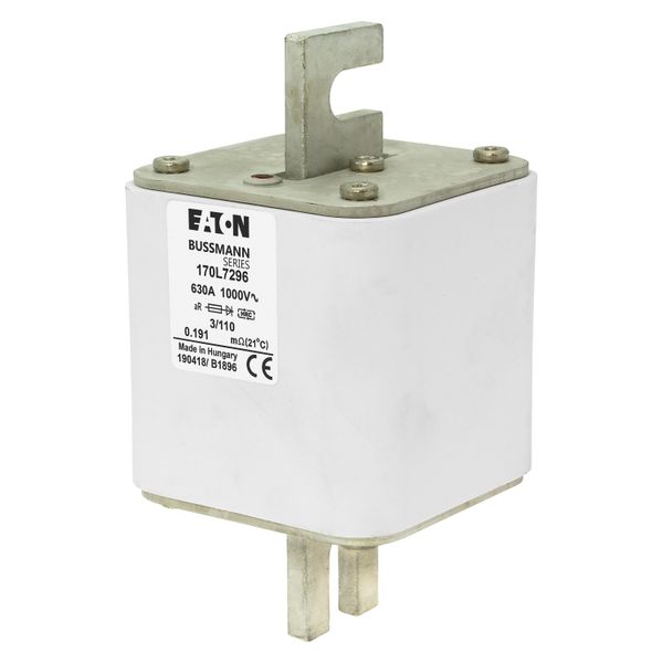 Fuse-link, high speed, 630 A, AC 1000 V, Size 3, 76 x 90 x 141 mm, aR, DIN, IEC, visual indicator image 5