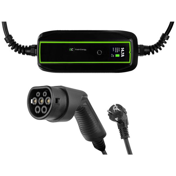 Green Cell | EV16 | GC EV PowerCable 3.6kW Schuko Type 2 mobile charger for charging electric cars and Plug-In hybrids | 3.6 kW | 10/16 A | 6.5 m | Black image 1