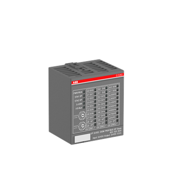 Interface module. PROFIBUS slave. 8 DI: 24VDC. 8 DO: 24VDC 0.5A. 8 configurable DI/DO: 24VDC 0.5A (CI542-DP) image 1