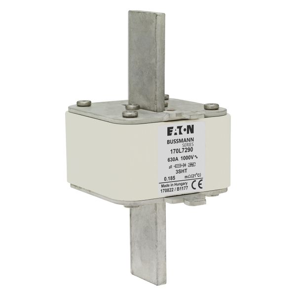 Fuse-link, high speed, 630 A, AC 1000 V, Size 3, 76 x 76 x 150 mm, aR, IEC, single indicator image 10