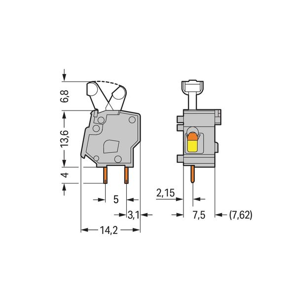 Stackable PCB terminal block push-button 2.5 mm² dark gray image 3