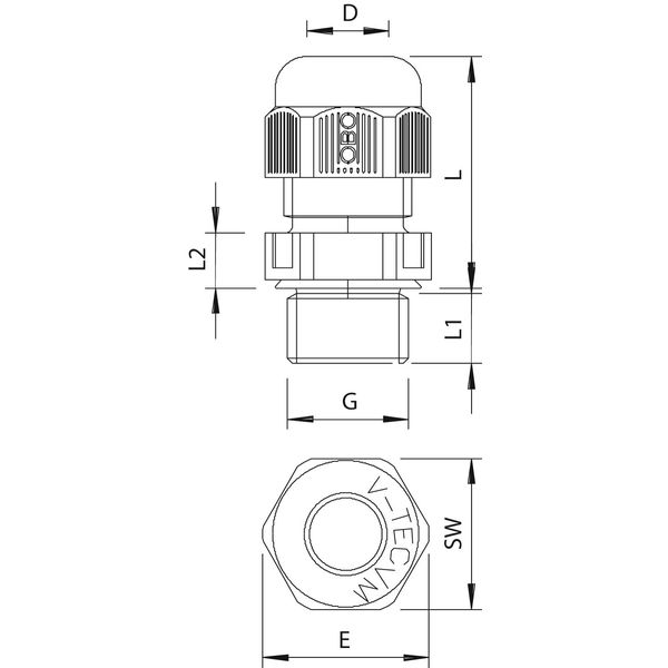 V-TEC VM L32 SW Cable gland fully metric long M32 image 2