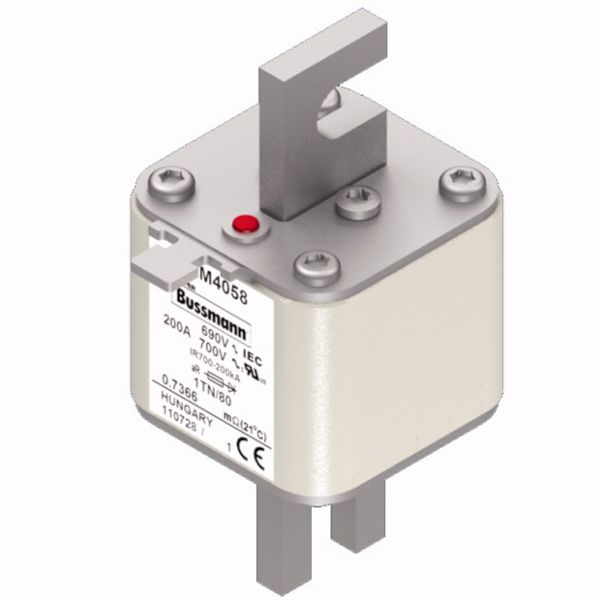 Fuse-link, high speed, 200 A, AC 690 V, DIN 1, 53 x 66 x 108 mm, aR, DIN, IEC, single indicator image 2