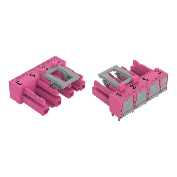 Socket for PCBs angled 4-pole pink image 1