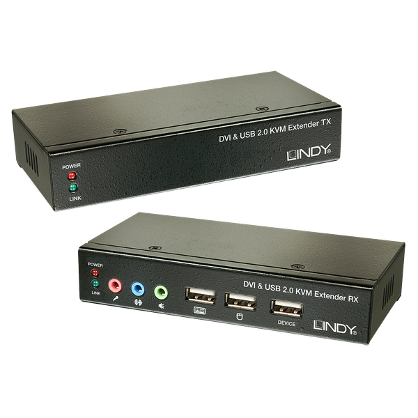 50m Cat.6 DVI-D Single Link, USB & Audio KVM Extender Extend DVI, USB and Audio over 2 Cat.6 cables image 1