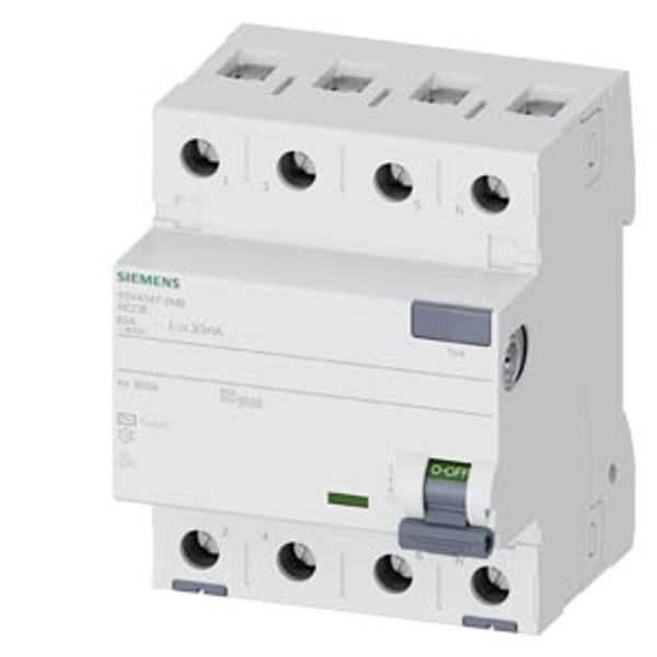 residual current operated circuit breaker; 4-pole; type AC; In: 80 A; 30 mA; Un AC: 400 V; 60 Hz; .... 5SV4347-0MB image 1