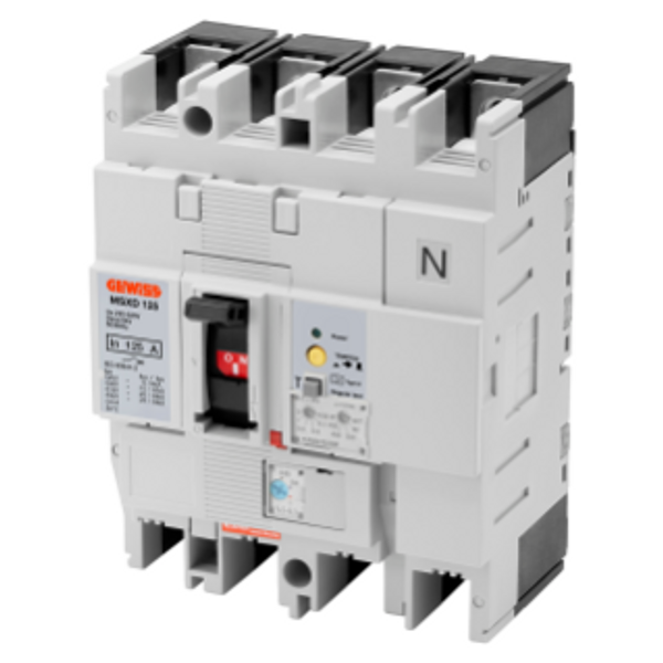 MSXD 125 - MCCB'S WITH RC PROT. - ADJUSTABLE THERMAL AND FIXED MAGNETIC RELEASE - ADJUSTABLE RESIDUAL CURRENT PROT. RELEASE - 36KA 3P+N 20A 525V image 1