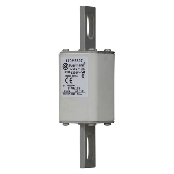 Fuse-link, high speed, 350 A, AC 1250 V, compact size 1, 45 x 45 x 156 mm, aR, IEC, UL image 10