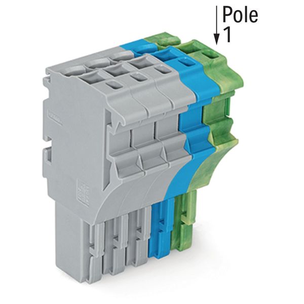 1-conductor female connector Push-in CAGE CLAMP® 4 mm² gray/blue/green image 2