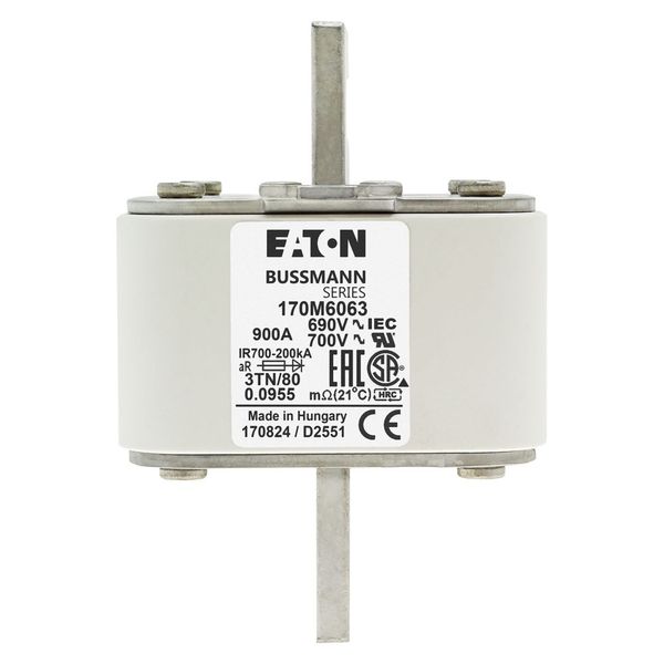 Fuse-link, high speed, 900 A, AC 690 V, DIN 3, 76 x 90 x 109 mm, aR, DIN, IEC, single indicator image 15