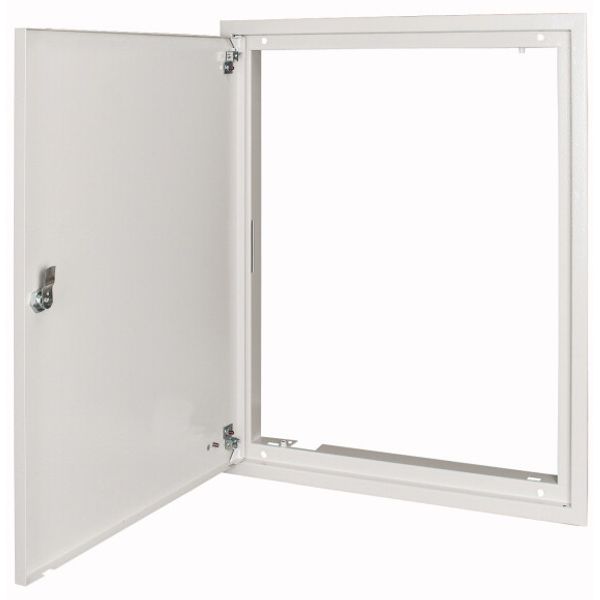 3-step flush-mounting door frame with sheet steel door and rotary door handle, fireproof, W400mm H1260mm image 1