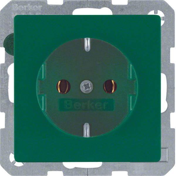 SCHUKO soc. out., screw-in lift terminals, Q.1/Q.3, green velvety image 1