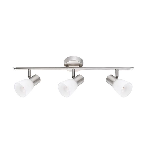 Opal Glass Satin Nickel Metal LED E14 3x5 Watt 230 Volt IP20 Bulb Excluded L: 52 W: 7.8 H: 16.2 cm Rotating & Adjustable image 1