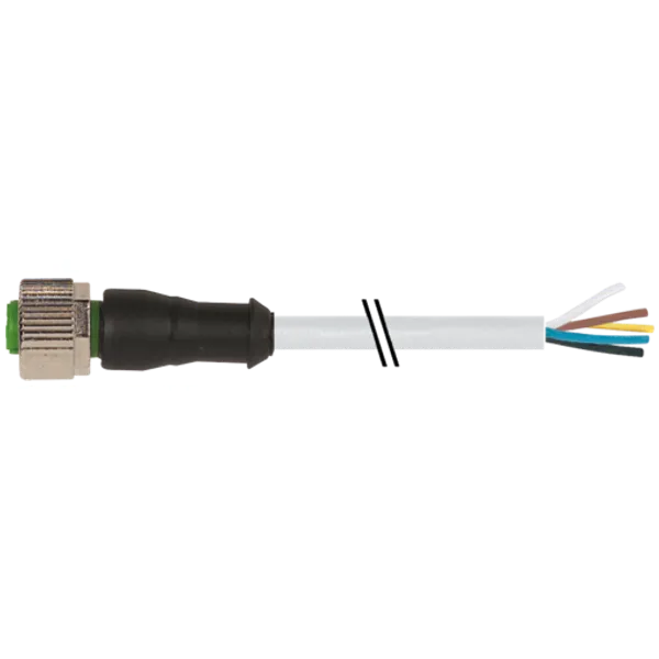 M12 female 0° A-cod. with cable PUR 5x0.34 gy UL/CSA 10m image 1