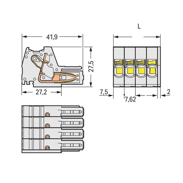 1-conductor female connector Push-in CAGE CLAMP® 10 mm² light gray image 3