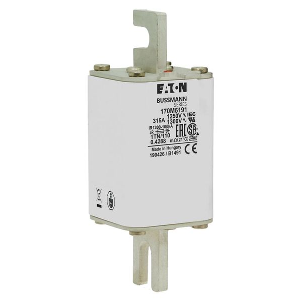 Fuse-link, high speed, 315 A, AC 1250 V, size 1, 53 x 66 x 138 mm, aR, DIN, IEC, type T indicator image 8