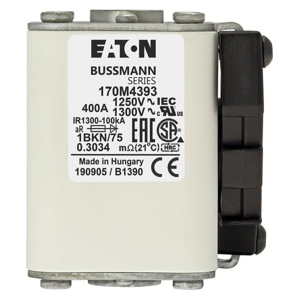 Fuse-link, high speed, 400 A, AC 1250 V, size 1, 53 x 69 x 74 mm, aR, IEC, UL, single indicator image 6