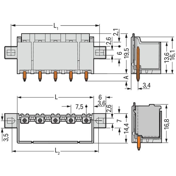 THR male header 1.4 mm Ø solder pin straight light gray image 2