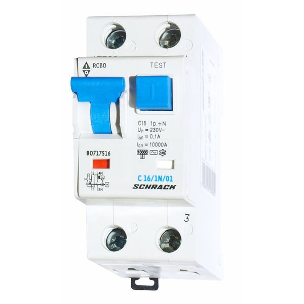 Combined MCB/RCD (RCBO) C16/1+N/100mA/Type AC image 1