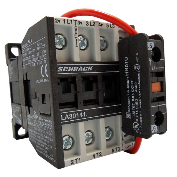 Contactor, 5.5kW, 14A AC3, 25A AC1, 3-pole, 1NO, 24VDC image 1