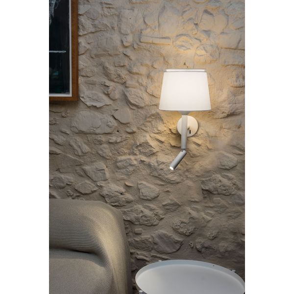 SAVOY WHITE WALL LAMP WITH READER WHITE LAMPSHADE image 2