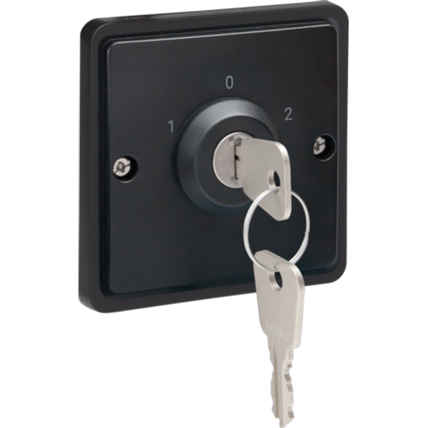 Splashproof key switch 10 A with screw terminals, black image 1