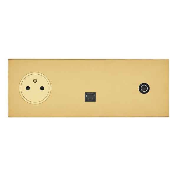 Art d'Arnould universe Epure 2P+E power socket, RJ45 socket and television socket - mirror gold image 1