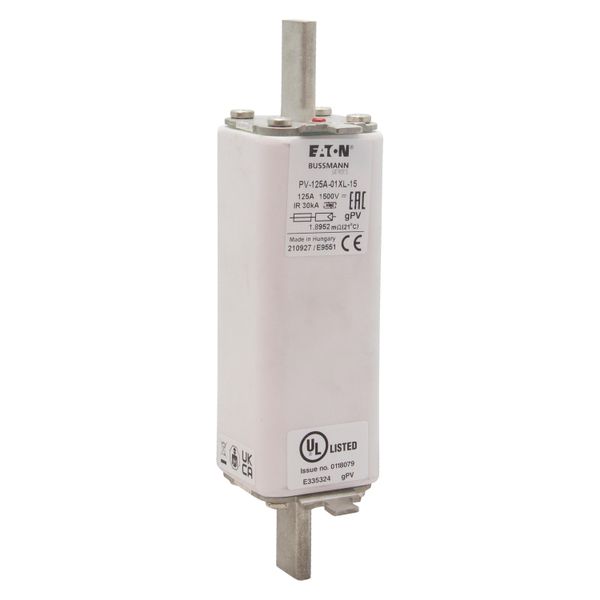 Fuse-link, high speed, 125 A, DC 1500 V, 01XL, 43 x 193 mm, gPV, IEC, UL, with indicator image 10