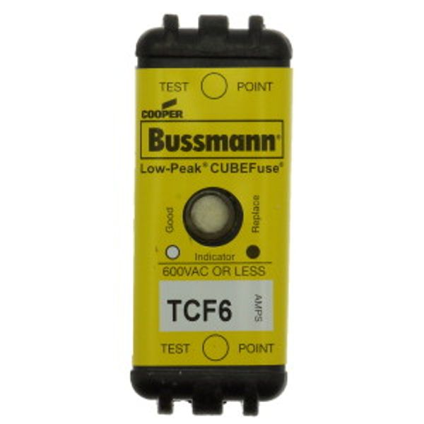 Eaton Bussmann series TCF fuse, Finger safe, 600 Vac/300 Vdc, 6A, 300 kAIC at 600 Vac, 100 kAIC at 300 Vdc, Non-Indicating, Time delay, inrush current withstand, Class CF, CUBEFuse, Glass filled PES image 5