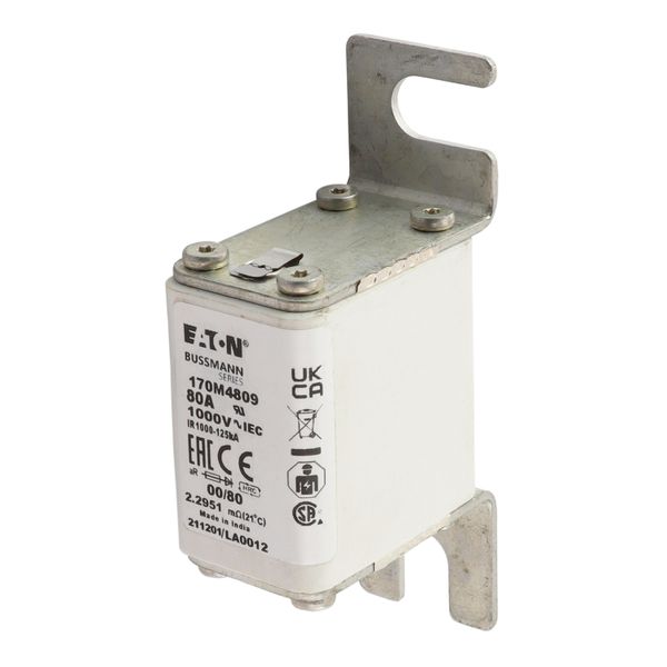 Fuse-link, high speed, 80 A, AC 1000 V, size 00, 30 x 47 x 98 mm, aR, DIN, IEC, single indicator image 5