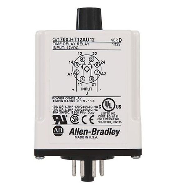 Allen-Bradley, 700-HT General Purpose Tube Base Timing Relay, On Delay Timer, 1.0 to 100 Seconds, DPDT, 24V AC/DC image 1