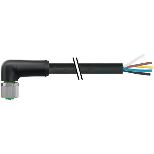 M12 Power female 90° K-cod. with cable PUR 5x1.5 bk UL/CSA+drag ch. 5m image 1