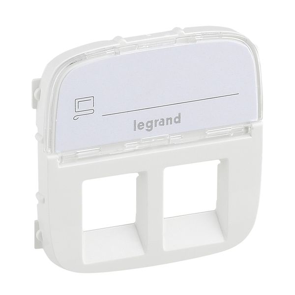 Cover plate Valena Allure - double RJ 45/RJ 11 socket - with label holder -white image 1