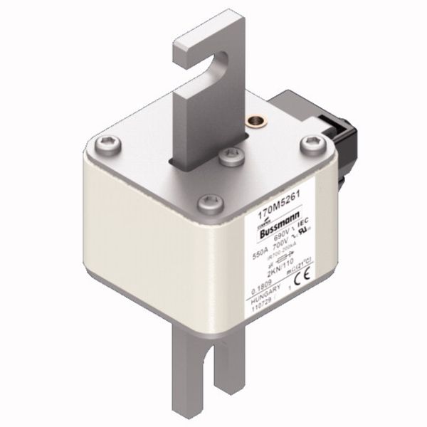 Fuse-link, high speed, 550 A, AC 690 V, DIN 2, 61 x 77 x 138 mm, aR, DIN, IEC, single indicator image 3