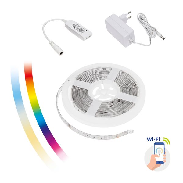 LED STRIP light KIT 17W/5m RGBW+CCT+DIMM (5m roll) with PU silicone + TUYA controller + EU power adaptor   Wi-Fi Spectrum SMART image 4