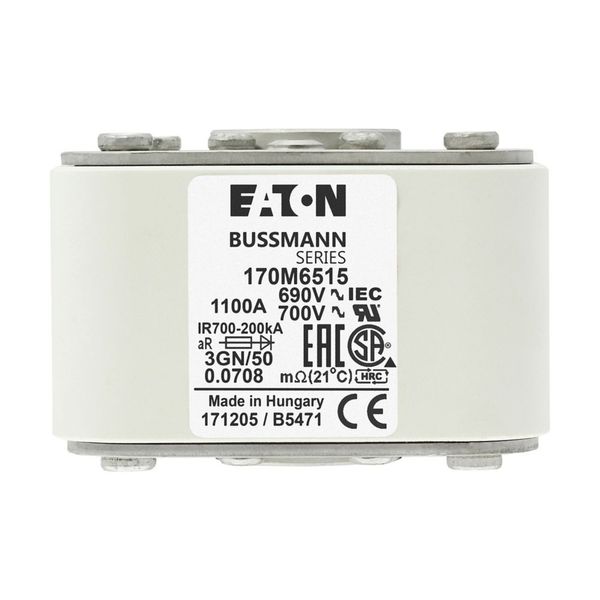 Fuse-link, high speed, 1100 A, AC 690 V, size 3, 76 x 92 x 53 mm, aR, IEC, UL, single indicator image 21