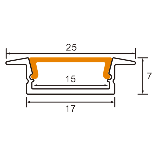 Aluminium Profile with PC Cover 2m U-Type Recessed THORGEON image 1