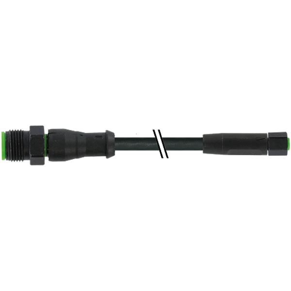 M12 male 0° / M8 female 0° A-cod. V4A FEP 5xAWG22 bk 0.3m image 1