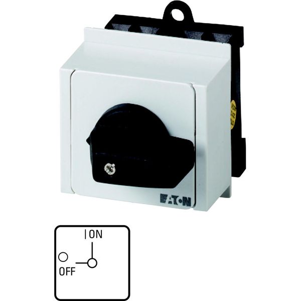 On-Off switch, T0, 20 A, service distribution board mounting, 1 contact unit(s), 1 pole, with black thumb grip and front plate image 5