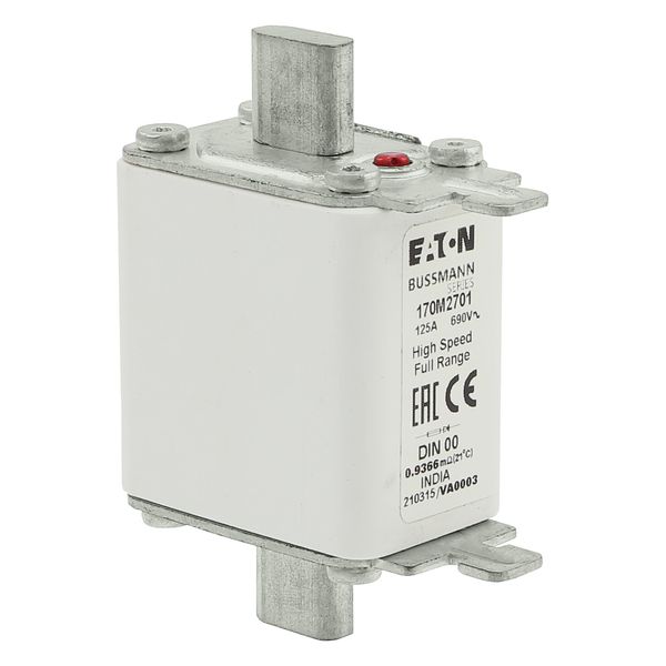 Fuse-link, high speed, 125 A, AC 690 V, DIN 00, 30 x 60 x 79 mm, gR, DIN, IEC, single indicator image 11