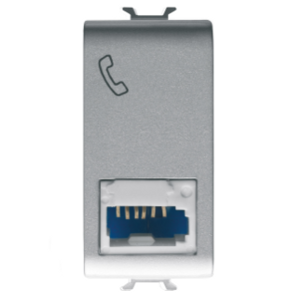 BRITISH STANDARD TELEPHONE SOCKET - 6 CONTACTS - SCREW-ON TERMINALS - 1 MODULE - TITANIUM - CHORUSMART image 1