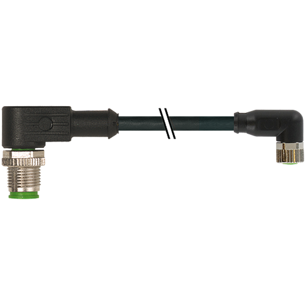 M12 male 90° / M8 female 90° A-cod. PUR 3x0.25 bk UL/CSA+drag ch. 1m image 1