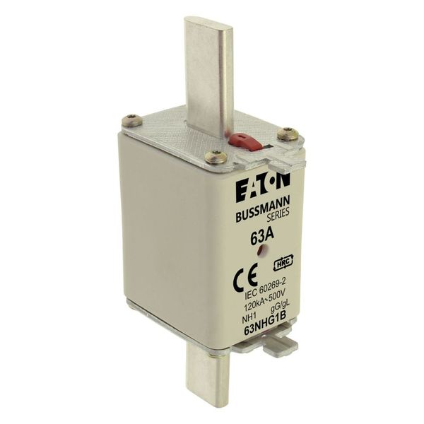 Fuse-link, low voltage, 63 A, AC 500 V, NH1, gL/gG, IEC, dual indicator image 9