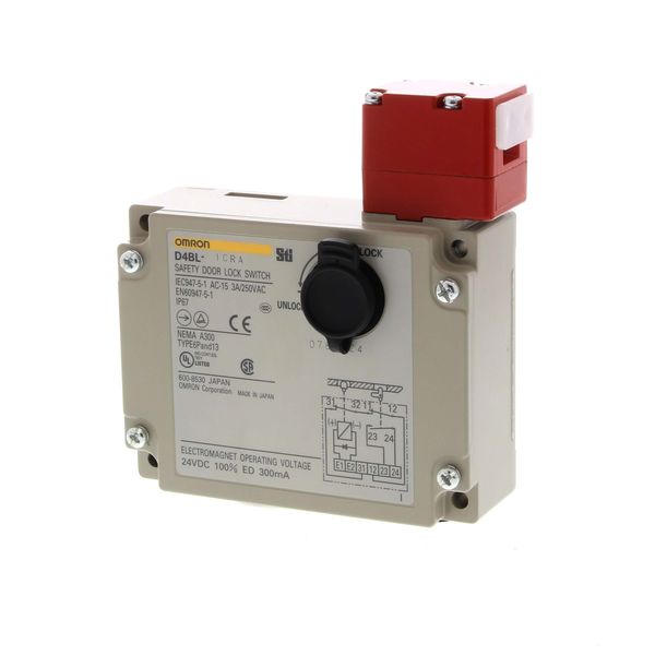 Safety door-lock switch, G1/2, 24 VDC solenoid lock, mechanical releas D4BL1041F image 2