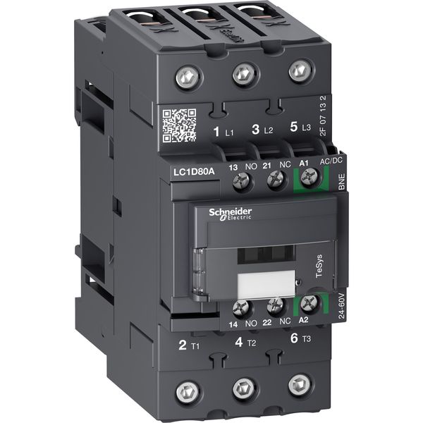 TeSys Deca contactor 3P 66A AC-3/AC-3e up to 440V coil 24-60V AC/DC EverLink image 1