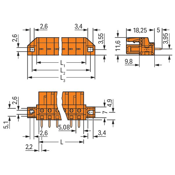 THT female header straight Pin spacing 5.08 mm orange image 5