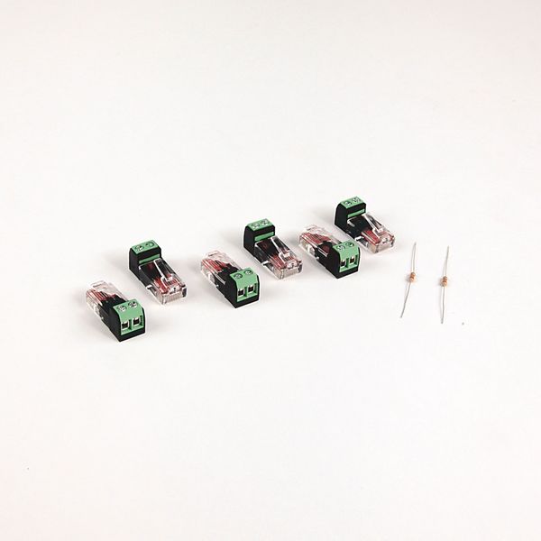 Terminal Block, RJ45, 2 Position, 6 Pieces, w/2 120 Ohm Resistors image 1