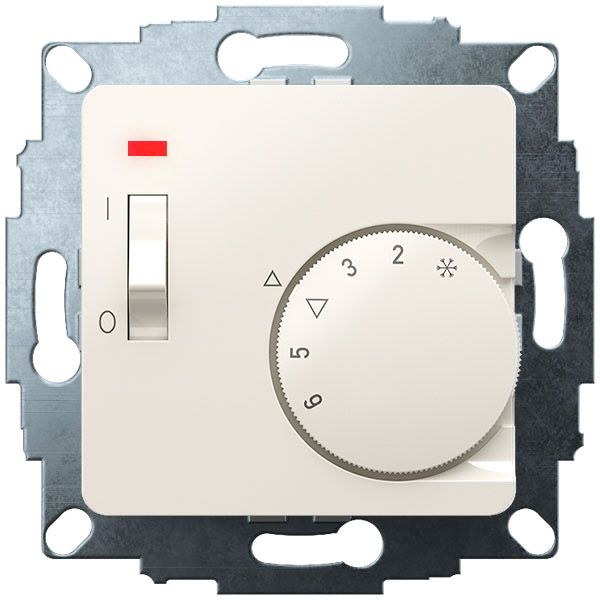 UP room controller, RAL1013 glossy 50x50, 5-30C, AC 230V, 1NC, 10 A, temperature reduction approx. 4K, switch on/off, display controller "on" image 1