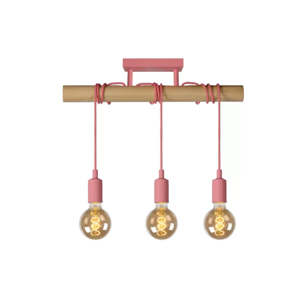 Lucide POLA - Flush ceiling light Children - 3xE27 - Pink image 1