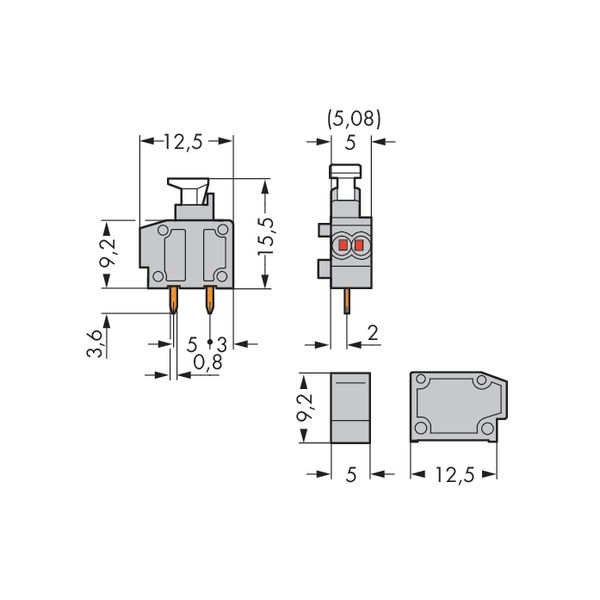 Stackable 2-conductor PCB terminal block 0.75 mm² Pin spacing 5/5.08 m image 4